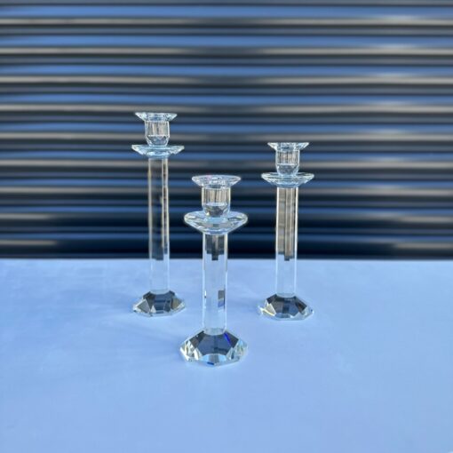 Clear 3 Size Crystal Dinner Candle Holder from SP Events, Sydney's number 1 events hire company.
