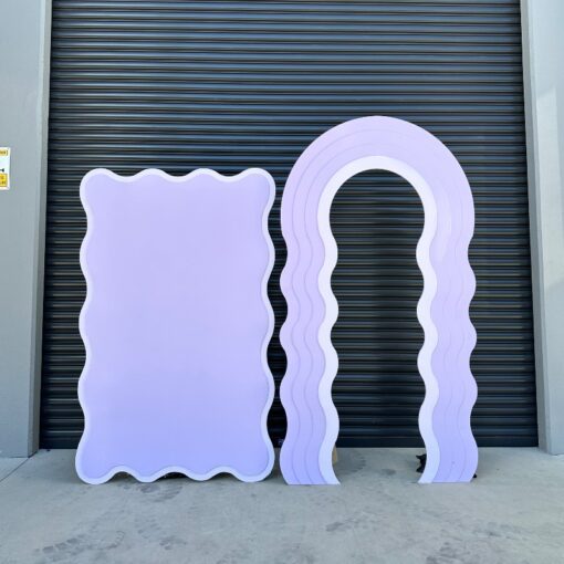 Purple Wave Background and Arch Set - tall rectangle wave background. from Sydney's best-hire company SP Events.