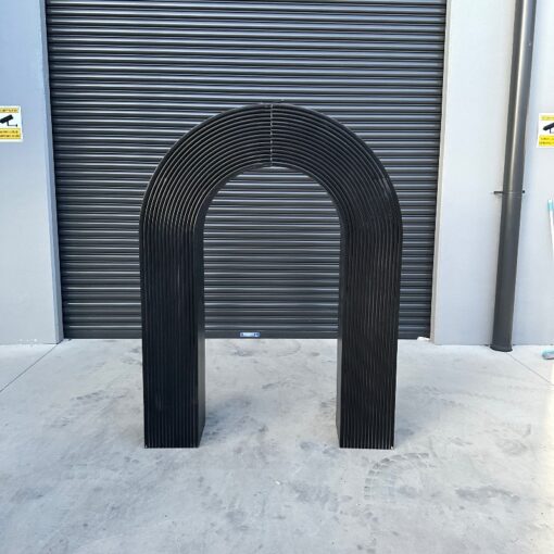 Alyssia Arch - Small black rippled background arch - for hire from SP Events Sydney.