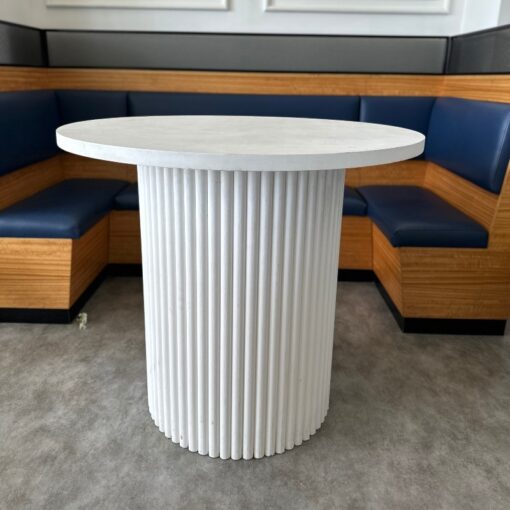 James Table - round table top with textured round pillar base perfect for your next event from SP Events