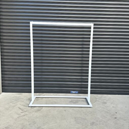 White Rack - white metal frame rack with a soft foot base for rent from SP Events.